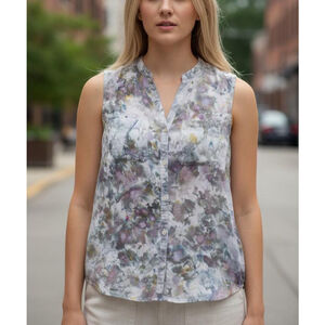 Reclaimed Eddie Bauer Tencel Tunic: Hand-Dyed Sleeveless Boho Top